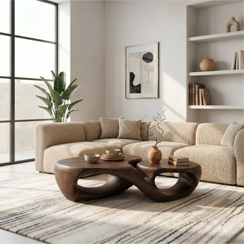 Organic Coffee Table With Sculptural Hollow Design For Living Room - view 1 of 8