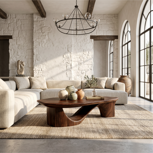 Contemporary Coffee Table With Sculptural Wooden Base For Living Room - view 1 of 8