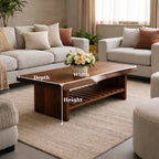 Live Edge Walnut Coffee Table with Slatted Shelf, Natural Modern Design for Living Room - view 6 of 9
