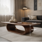 Sculptural Walnut Coffee Table with Curved Design and Open Shelf, Modern Living Room Décor - view 6 of 9