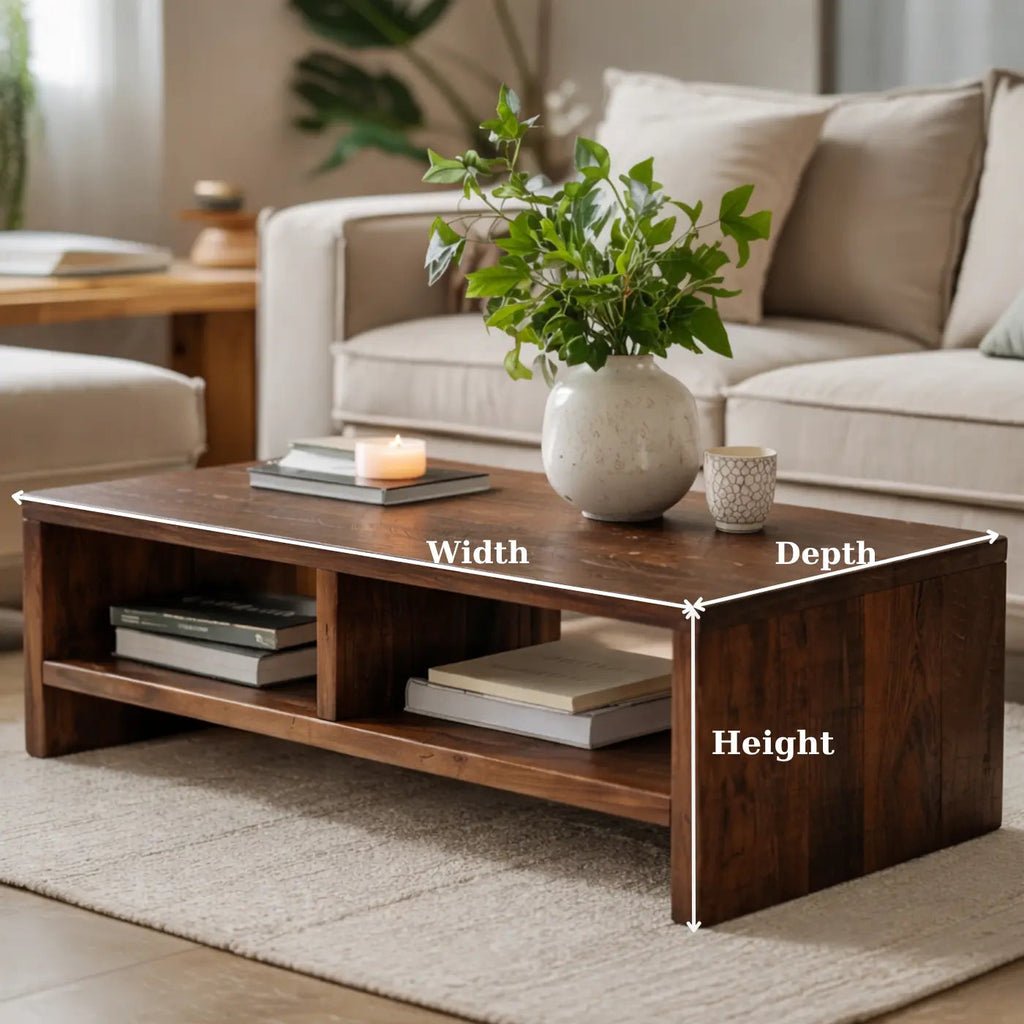 Solid Wood Coffee Table with Open Storage, Rustic Design for Living Room and Décor - view 6 of 9