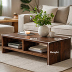 Solid Wood Coffee Table with Open Storage, Rustic Design for Living Room and Décor - view 6 of 9