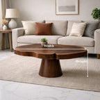 Solid Wood Coffee Table with Organic Edge Top Modern Sculptural Living Room Table - view 6 of 9