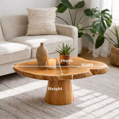 Live Edge Solid Wood Coffee Table for Living Room with Pedestal Base - view 6 of 9