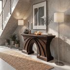 Rustic Console Table Handcrafted Flowing Sculptural Design For Living Room Entryway - view 1 of 8