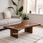 Solid Wood Coffee Table with Live Edge Top and Minimal Block Legs - view 6 of 9