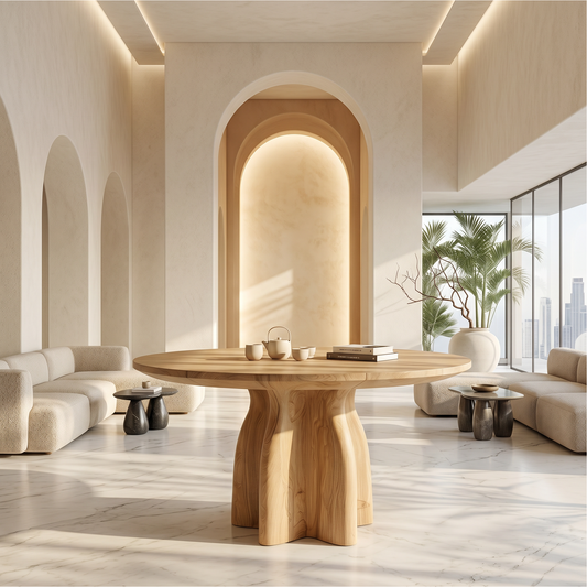 Organic Foyer Table With Sculptural Solid Wood Pedestal Base For Entryway - view 1 of 8