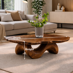 Live Edge Solid Wood Coffee Table with Sculptural Curved Base - view 6 of 9