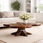 Solid Wood Coffee Table with Sculpted Flower Silhouette and Root Base - view 6 of 9