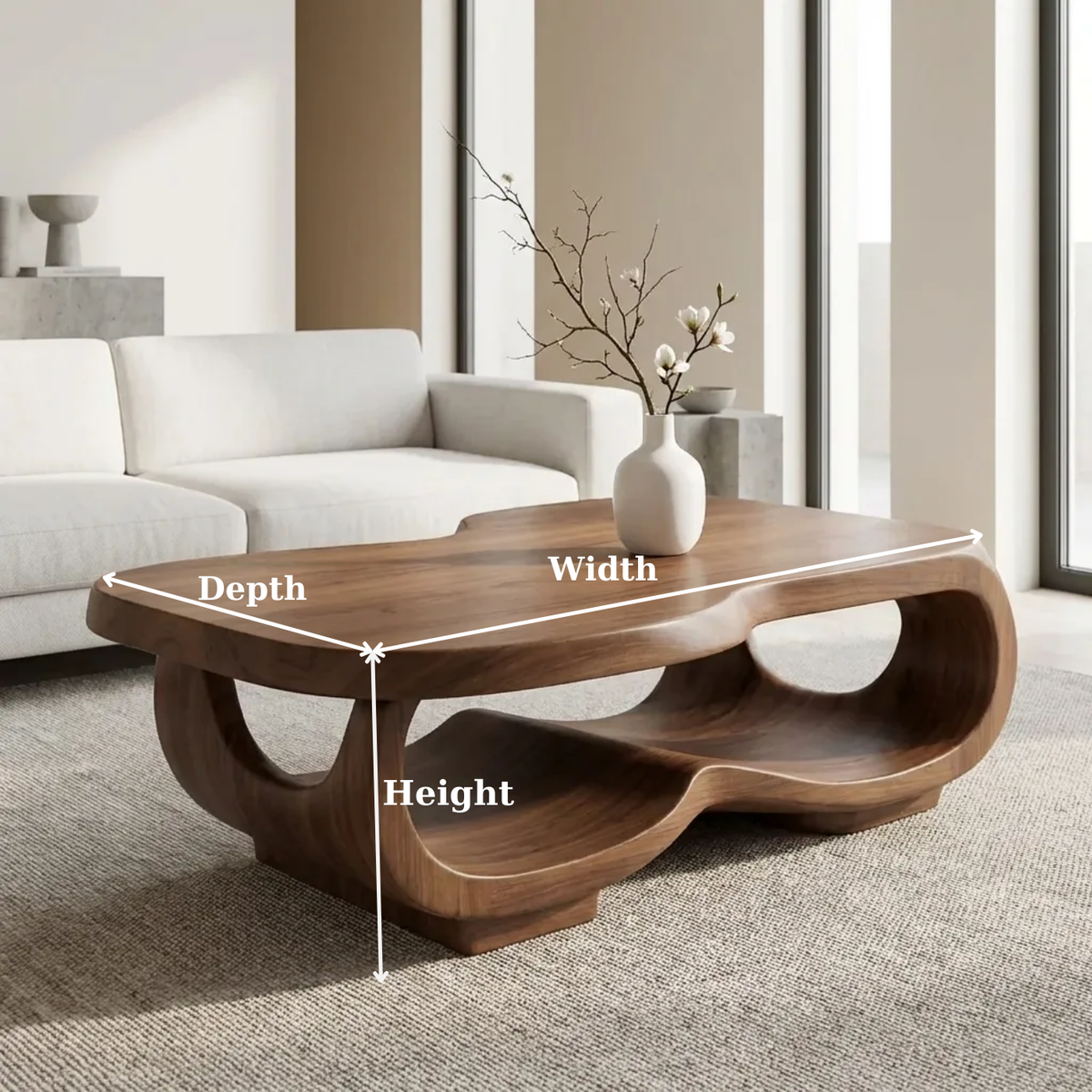 Handcrafted Live Edge Coffee Table – Sculpted Organic Wood Base - view 6 of 9