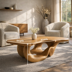 Solid Wood Live Edge Coffee Table for Modern Living Space with Sculptural Base - view 6 of 9