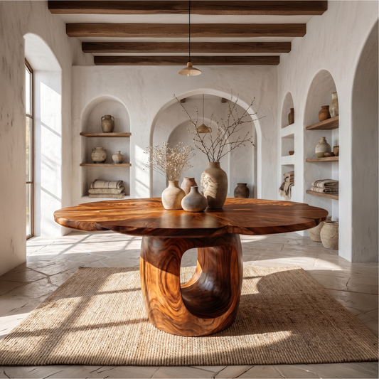 Organic Foyer Table With Sculptural Open Pedestal Base For Hallway - view 1 of 8