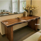 Solid Wood Console Table with Live Edge Top and Simple Block Base - view 6 of 9