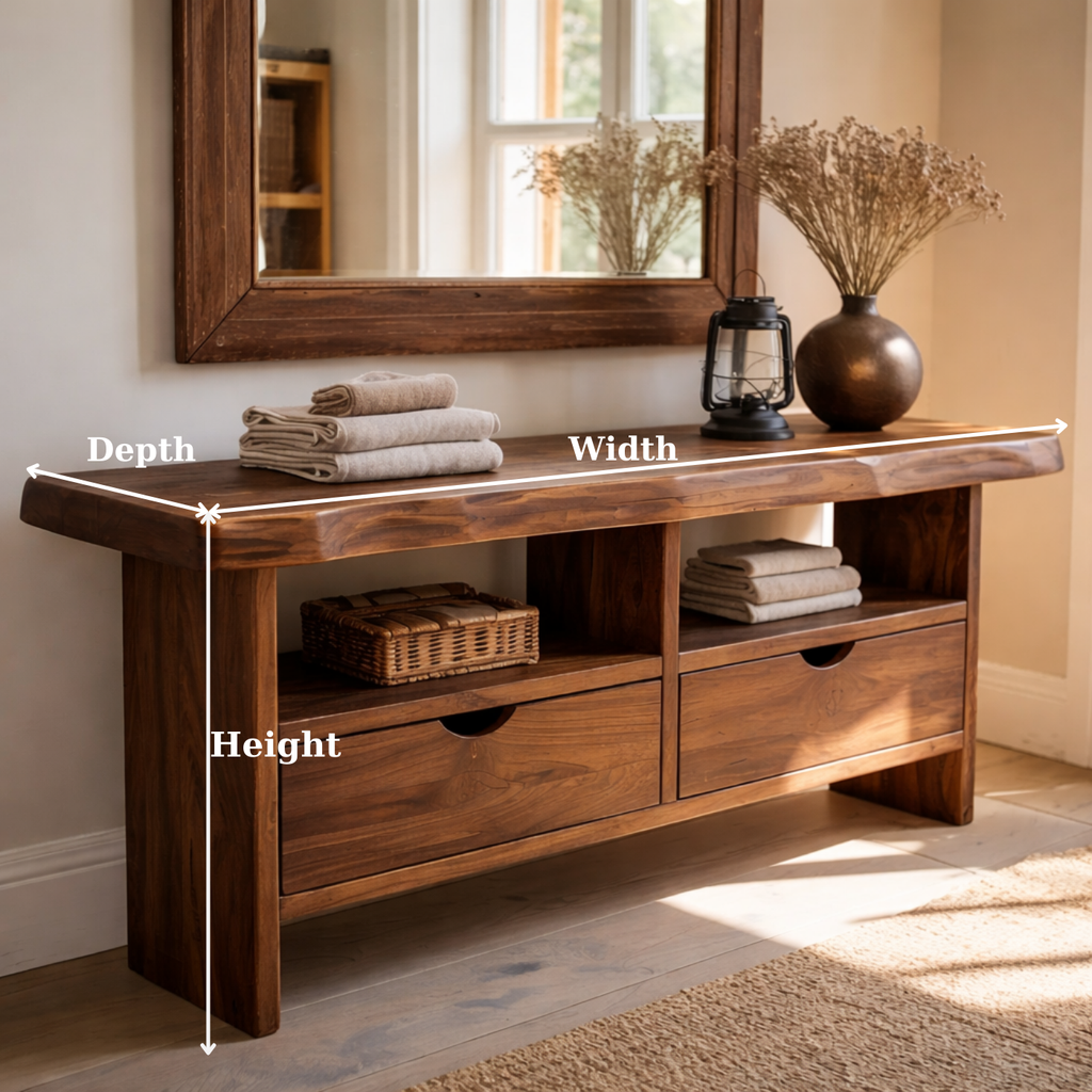Solid Wood Console Table with Live Edge Top and Drawers for Storage - view 6 of 9