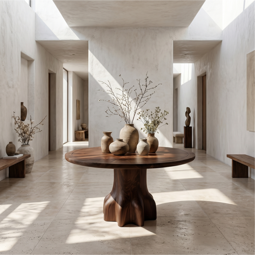 Rustic Foyer Table With Handcrafted Solid Wood Pedestal Base For Entryway And Hallway - view 1 of 8