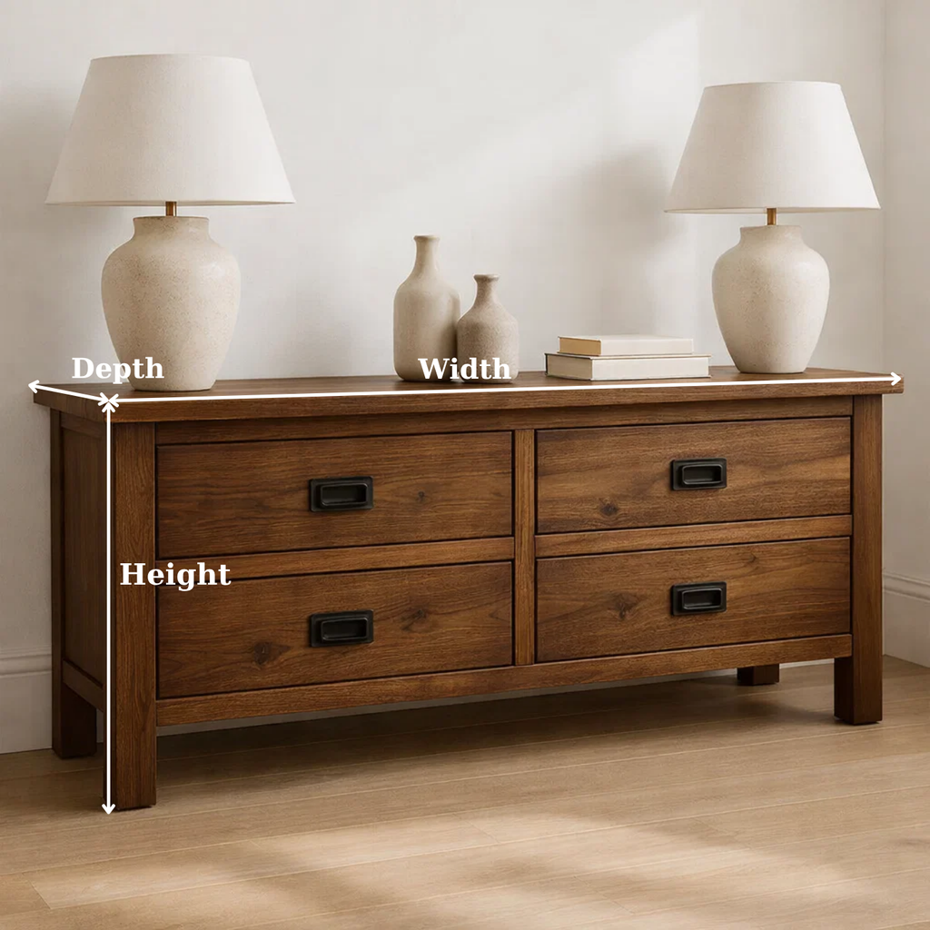 Solid Wood Console Table for Living Room with 4 Drawers and Simple Design - view 6 of 9