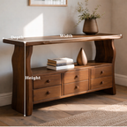 Solid Wood Console Table with 6 Drawers & Display Shelf – Live Edge Entryway Storage Console - view 6 of 9
