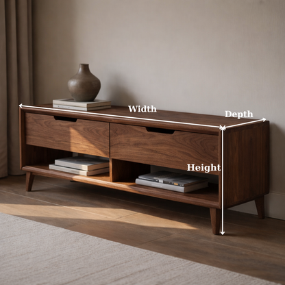Solid Wood Entryway Bench with 2 Drawers & Open Shelf – Modern Storage Bench - view 6 of 9