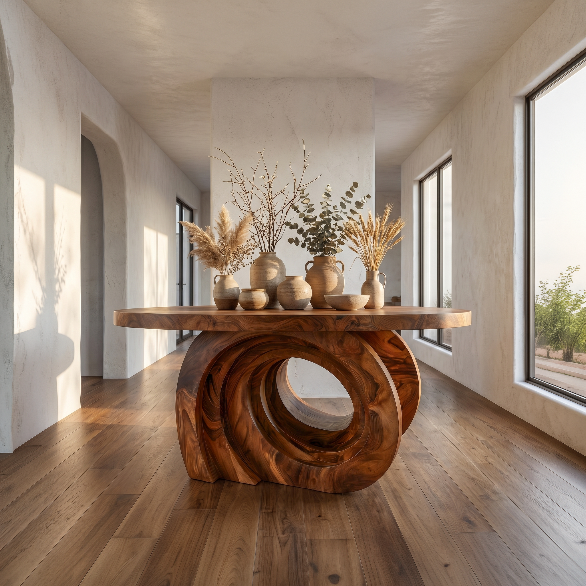Organic Foyer Table With Pedestal Base For Entryway And Hallway - view 1 of 8