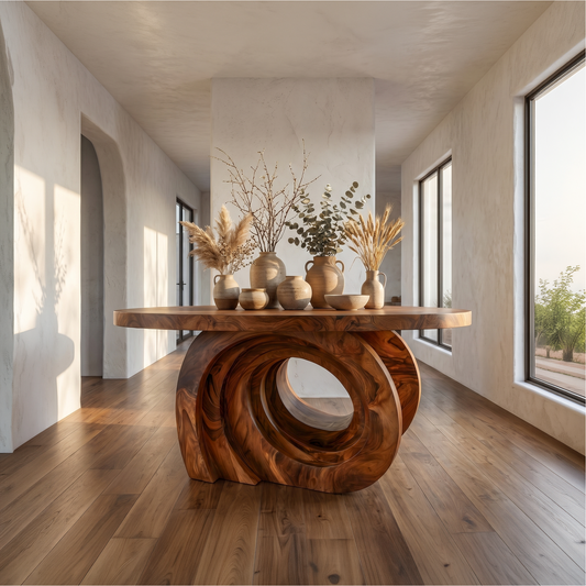 Organic Foyer Table With Pedestal Base For Entryway And Hallway - view 1 of 8