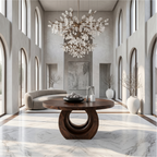 Contemporary Round Foyer Table With Sculptural Open Ring Base For Entryway And Hallway - view 1 of 8