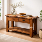 Solid Wood Console Table with Drawers and Shelf - view 6 of 9
