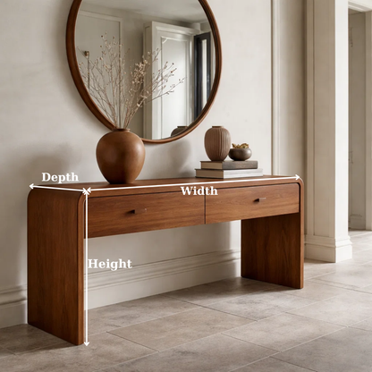 Solid Wood Console Table with Drawers – Modern Hallway Table - view 6 of 9