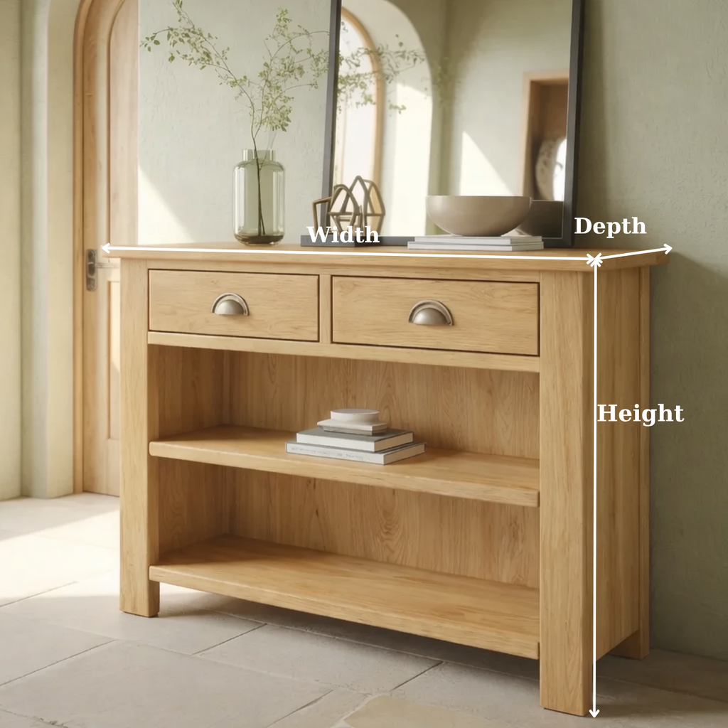Solid Wood Console Table with Drawers and Shelves – Entryway Storage Console - view 6 of 9