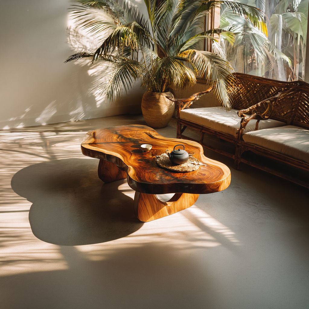 Organic Live Edge Coffee Table with Sculptural Loop Base - view 2 of 7