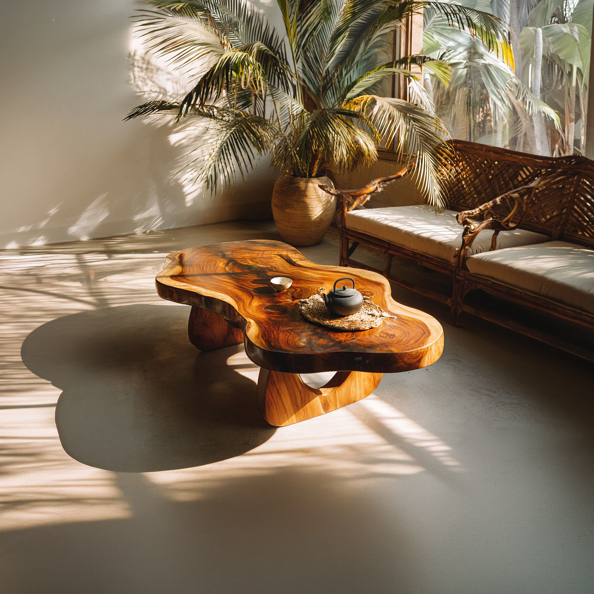 Organic Live Edge Coffee Table with Sculptural Loop Base - view 2 of 7