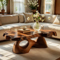 Sculptural Live Edge Natural Wood Coffee Table with Carved Base - view 1 of 7