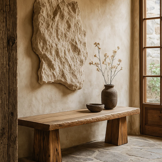 Handcrafted Solid Wood Rustic Bench – Natural Live-Edge Slab Entryway Seating - view 1 of 5