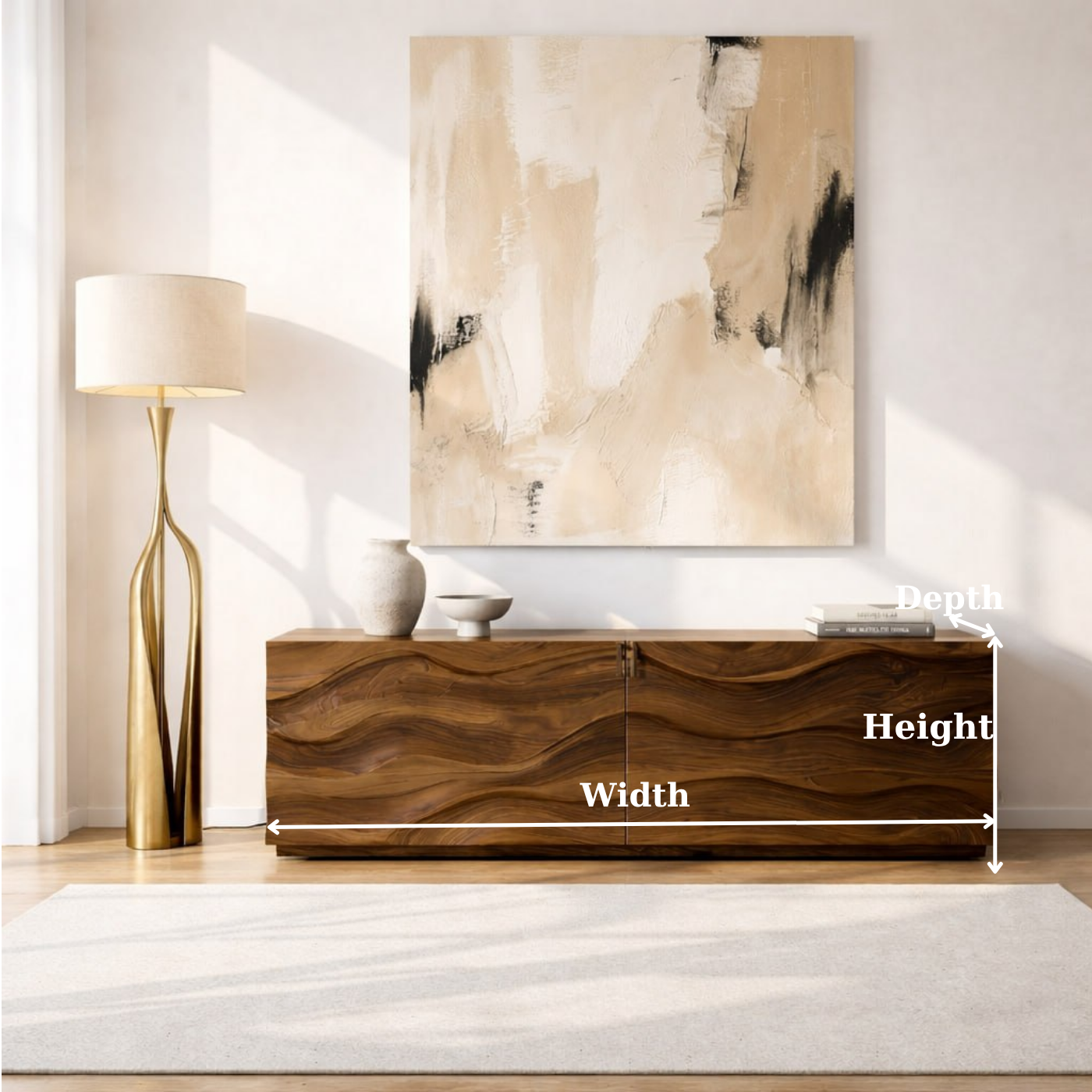 Modern Console Table with Wave Front, Minimalist Entryway Cabinet for Living Room Storage - view 6 of 9
