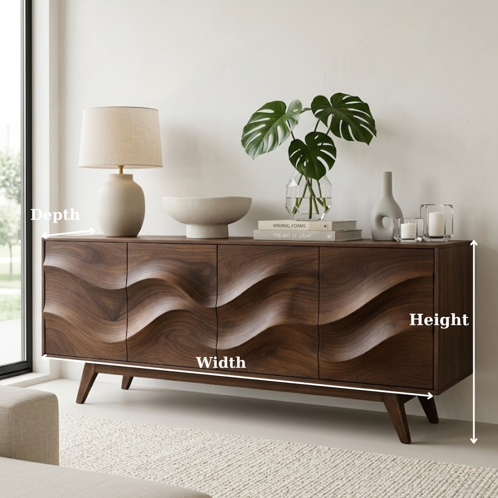 Solid Wood Console Table with Sculptural Wave Front for Modern Entryway - view 6 of 9