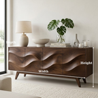 Solid Wood Console Table with Sculptural Wave Front for Modern Entryway - view 6 of 9