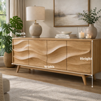 Solid Wood Console Table with Sculptural Wave Front for Modern Living Space - view 6 of 9