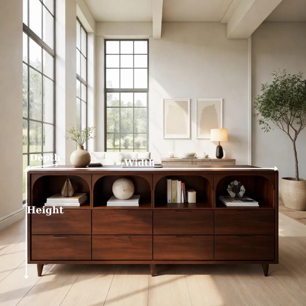 Solid Wood Console Table with Arched Open Shelves and Drawer Storage - view 2 of 8