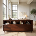 Solid Wood Console Table with Arched Open Shelves and Drawer Storage - view 2 of 8