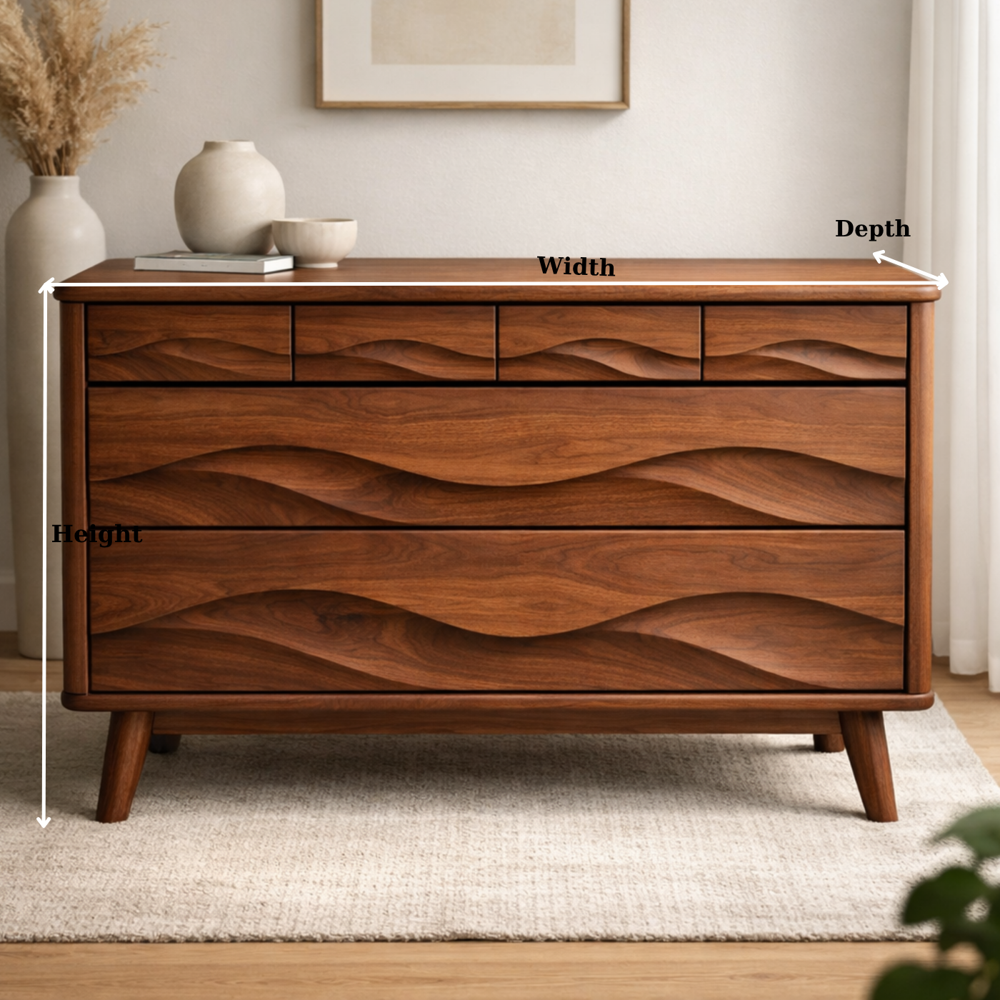 Solid Wood Console Table with Multi Layer Wave Drawer Design for Modern Interior - view 6 of 9
