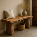Handcrafted Solid Wood Rustic Bench – Natural Live-Edge Slab Entryway Seating - view 1 of 5