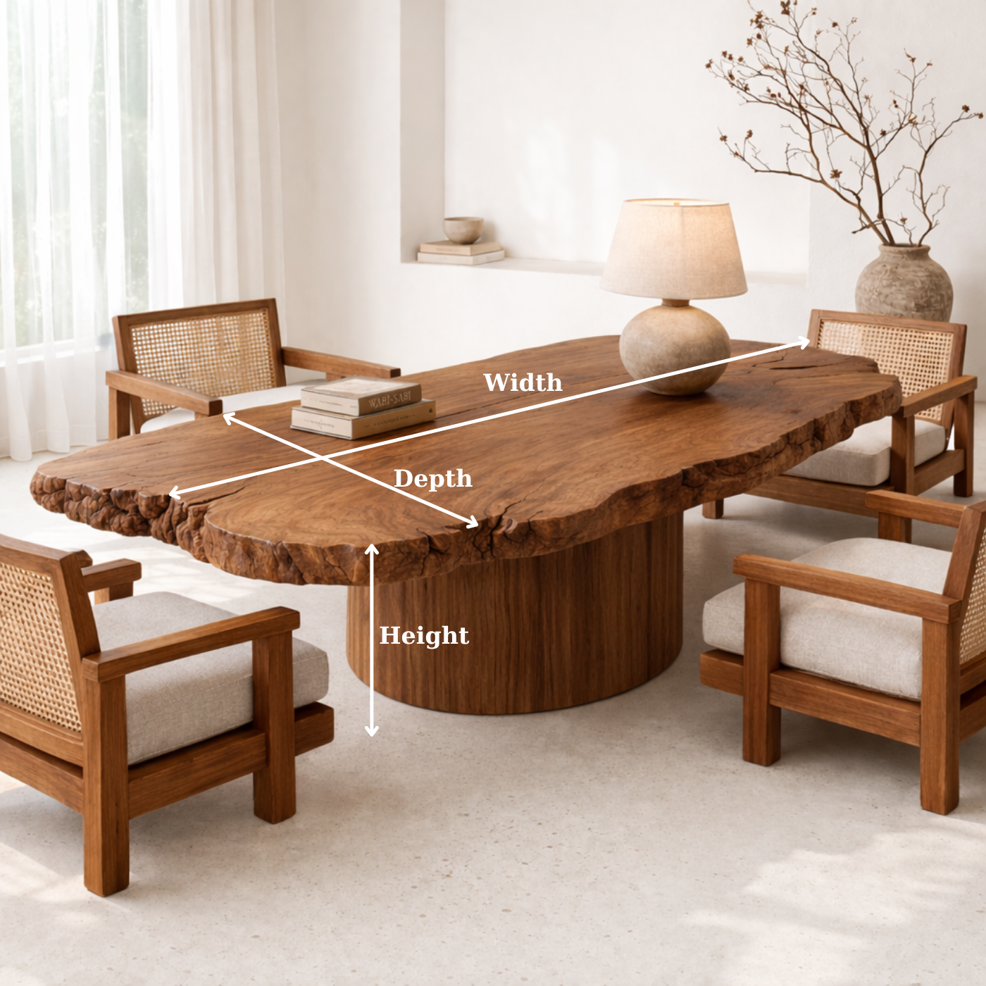 Handcrafted Solid Wood Coffee Table with Live Edge Top and Sculptural Base - view 6 of 9