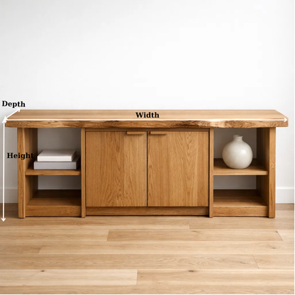 Solid Wood Console Table with Storage Cabinets & Shelves – Modern Rustic Entryway Table - view 6 of 9