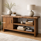 Solid Wood Console Table with Storage Shelf – Modern Entryway Cabinet with Door - view 8 of 9