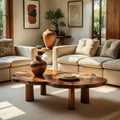 Organic Live Edge Natural Wood Coffee Table with Cylindrical Leg Base - view 1 of 7