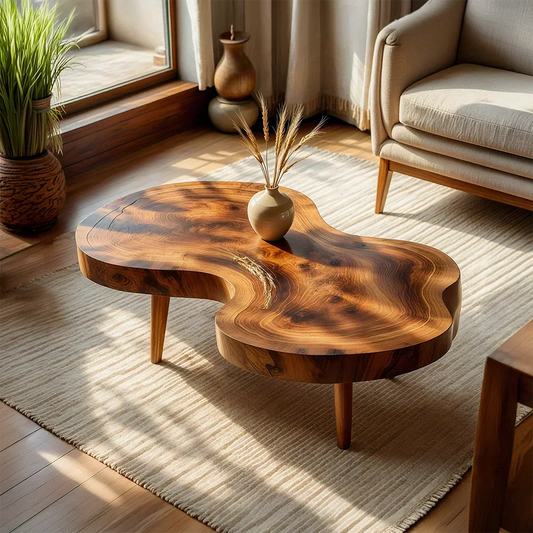 Freeform Natural Wood Coffee Table with Smooth Contoured Edge - view 1 of 7
