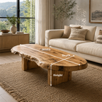 Live Edge Solid Wood Coffee Table, Rustic Organic Modern Center Table - view 6 of 9