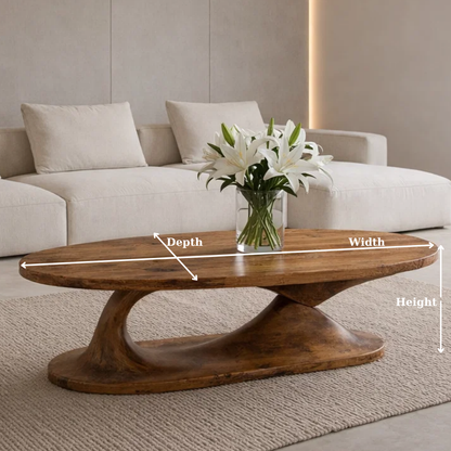 Handcrafted Sculptural Solid Wood Coffee Table, Unique Organic Minimalist Center Table - view 6 of 9