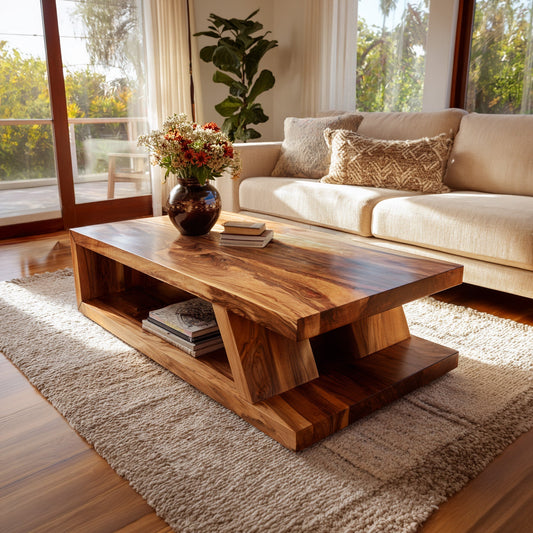 Modern Solid Wood Coffee Table With Open Shelf - view 1 of 8