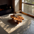 Organic Live Edge Coffee Table with Sculpted Solid Base - view 4 of 7