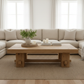 Handcrafted Solid Wood Coffee Table – Rustic Farmhouse Block Design for Living Room - view 1 of 6